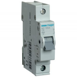 Автоматичний вимикач Hager 1P,  6А, 6kA,С