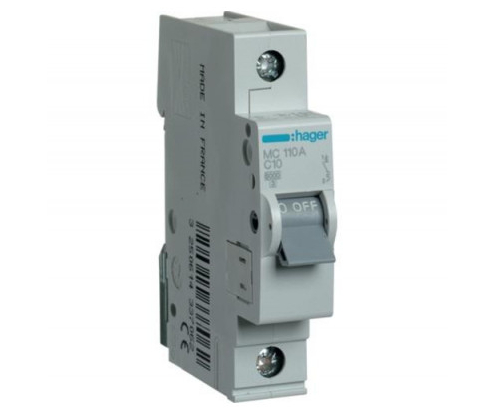 Автоматичний вимикач Hager 1P, 10А, 6kA,С - фото 1