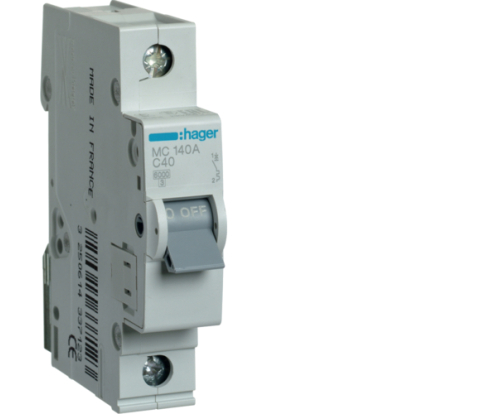 Автоматичний вимикач Hager 1P, 40А, 6kA,С - фото 1