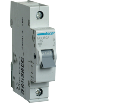 Автоматичний вимикач Hager 1P, 50А, 6kA,С - фото 1